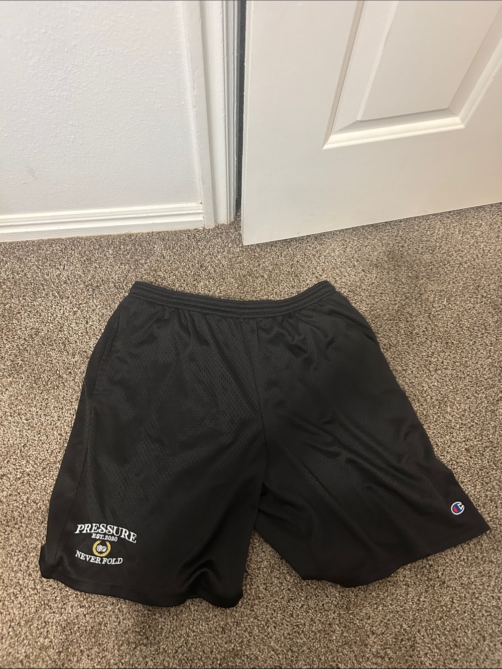 Champion Black Men’s Athletic Shorts with Pressure Never Fold Print